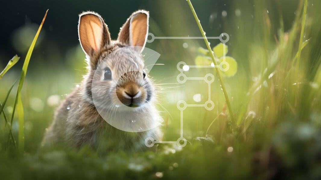 Σετ των 2 Intra Συλλεκτικό Ξύλινο Παζλ Plywood  4mm - Περίεργο λαγουδάκι που κάθεται στο γρασίδι Σε Ξύλινο Κουτί - Διαστάσεις: 10x10 cm – 25 κομμάτια