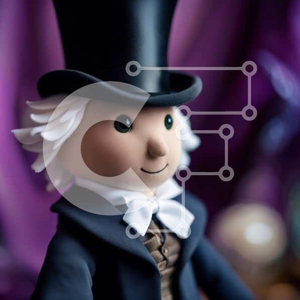 Intra Συλλεκτικό Ξύλινο Παζλ Plywood  4mm - Επαγγελματικό πορτρέτο ενός σοβαρού άνδρα με καπέλο και παπιγιόν Σε Ξύλινο Κουτί - Διαστάσεις Puzzle: 10x10 cm – 25 κομμάτια