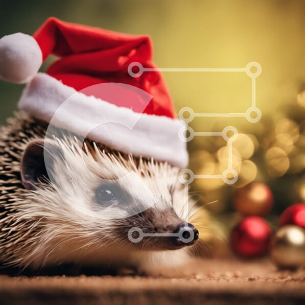 Intra Συλλεκτικό Ξύλινο Παζλ Plywood  4mm - Χαριτωμένος σκαντζόχοιρος με καπέλο Άγιου Βασίλη με χριστουγεννιάτικα στολίδια Σε Ξύλινο Κουτί - Διαστάσεις: 10x10 cm – 25 κομμάτια