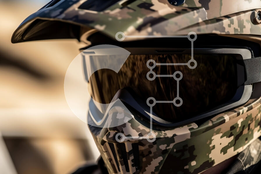 Intra Συλλεκτικό Ξύλινο Παζλ Plywood  4mm - Άνδρας που φορά ένα πορτοκαλί κράνος παραλλαγής και γυαλιά Σε Ξύλινο Κουτί - Διαστάσεις Puzzle: 10x10 cm – 25 κομμάτια