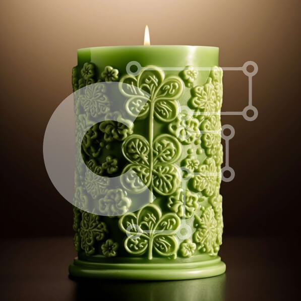 Intra Συλλεκτικό Ξύλινο Παζλ Plywood  4mm - Περίτεχνα σκαλισμένο πράσινο κερί με κέλτικα σχέδια Σε Ξύλινο Κουτί - Διαστάσεις: 10x10 cm – 25 κομμάτια