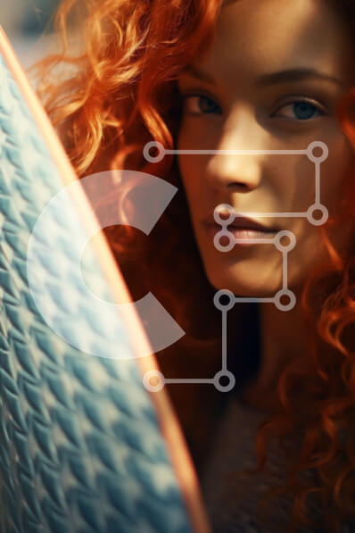 Intra Συλλεκτικό Ξύλινο Παζλ Plywood  4mm - Active Lifestyle - Γυναίκα που κρατά σανίδα του σερφ Σε Ξύλινο Κουτί - Διαστάσεις Puzzle: 10x10 cm – 25 κομμάτια