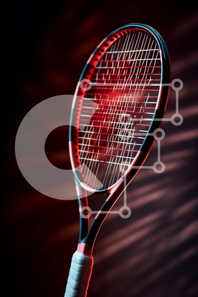 Intra Συλλεκτικό Ξύλινο Παζλ Plywood  4mm - Κοντινό πλάνο ρακέτας τένις με κόκκινη λαβή και μαύρο πλαίσιο Σε Ξύλινο Κουτί - Διαστάσεις Puzzle: 10x10 cm – 25 κομμάτια