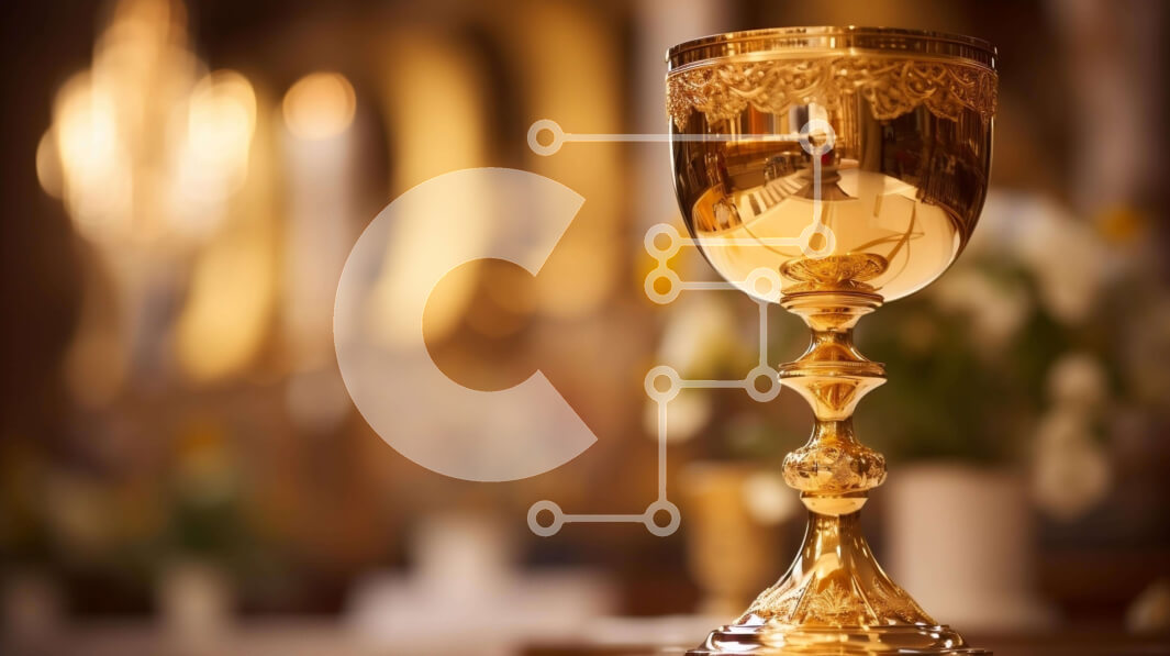 Intra Συλλεκτικό Ξύλινο Παζλ Plywood  4mm - Χρυσό κύπελλο Κοινωνίας στο βωμό ή στο τραπέζι με κεριά και λουλούδια Σε Ξύλινο Κουτί - Διαστάσεις Puzzle: 10x10 cm – 25 κομμάτια