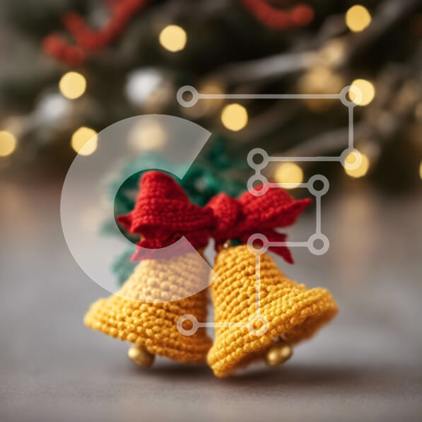 Intra Συλλεκτικό Ξύλινο Παζλ Plywood  4mm - Χριστουγεννιάτικα στολίδια καμπάνας με κροσέ με φωτισμένο δέντρο Σε Ξύλινο Κουτί - Διαστάσεις: 10x10 cm – 25 κομμάτια