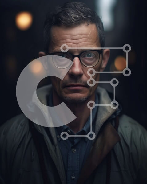 Intra Συλλεκτικό Ξύλινο Παζλ Plywood  4mm - Σοβαρός άνδρας που φορά γυαλιά και σακάκι κοιτάζοντας την κάμερα Σε Ξύλινο Κουτί - Διαστάσεις Puzzle: 10x10 cm – 25 κομμάτια