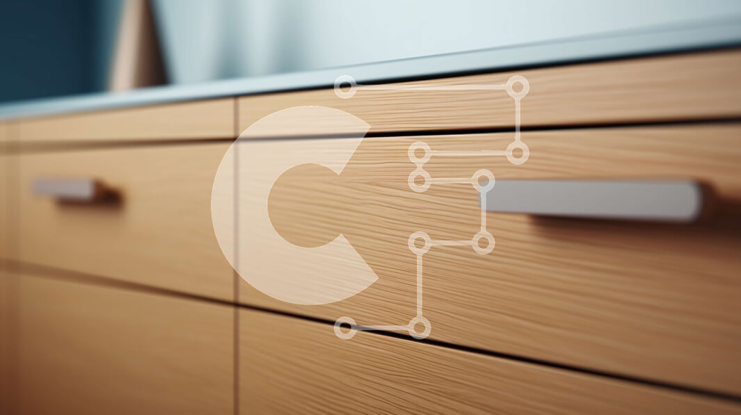 Intra Συλλεκτικό Ξύλινο Παζλ Plywood  4mm - Κοντινό πλάνο ξύλινο ντουλάπι κουζίνας με μοντέρνο σχέδιο Σε Ξύλινο Κουτί - Διαστάσεις Puzzle: 10x10 cm – 25 κομμάτια