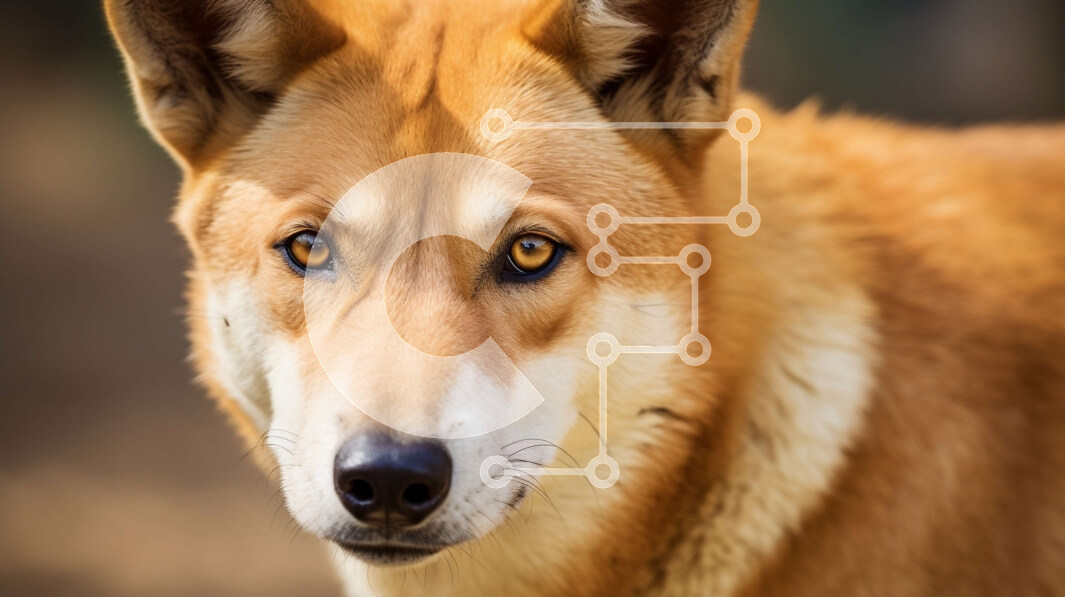 Intra Συλλεκτικό Ξύλινο Παζλ Plywood  4mm - Κοντινή όψη του προσώπου ενός σκύλου με καφέ γούνα και κίτρινα μάτια Σε Ξύλινο Κουτί - Διαστάσεις: 10x10 cm – 25 κομμάτια