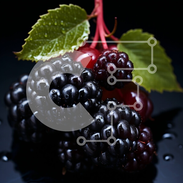 Σετ των 2 Intra Συλλεκτικό Ξύλινο Παζλ Plywood  4mm - Φρέσκα ώριμα βατόμουρα σε σκοτεινή επιφάνεια Σε Ξύλινο Κουτί - Διαστάσεις: 10x10 cm – 25 κομμάτια