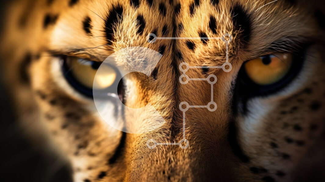 Σετ των 2 Intra Συλλεκτικό Ξύλινο Παζλ Plywood  4mm - Κοντινό πλάνο προσώπου λεοπάρδαλης με έντονα κίτρινα μάτια Σε Ξύλινο Κουτί - Διαστάσεις: 10x10 cm – 25 κομμάτια