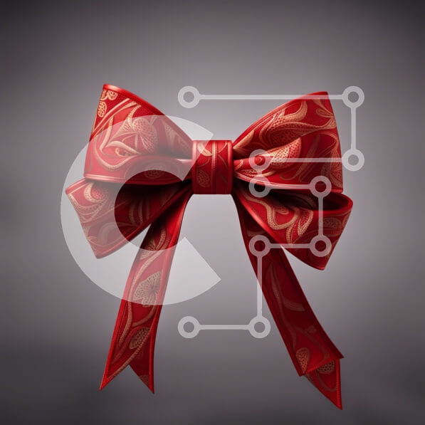 Σετ των 2 Intra Συλλεκτικό Ξύλινο Παζλ Plywood  4mm - Κομψός κόκκινος φιόγκος με λουλουδάτο σχέδιο σε σκούρο φόντο Σε Ξύλινο Κουτί - Διαστάσεις: 10x10 cm – 25 κομμάτια