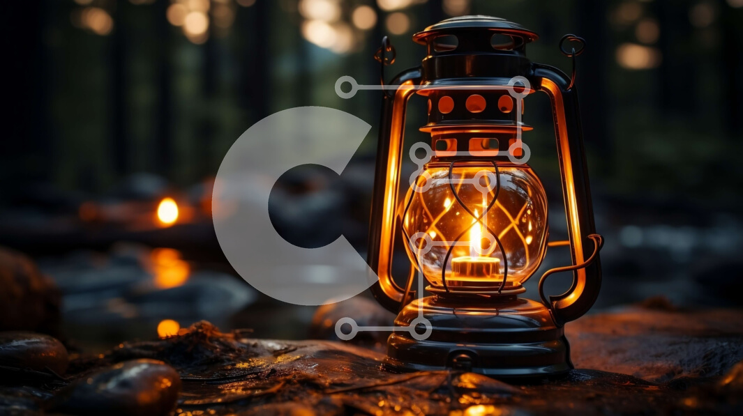 Intra Συλλεκτικό Ξύλινο Παζλ Plywood  4mm - Όμορφη εικόνα μιας λάμπας πετρελαίου σε ένα ήρεμο δάσος Σε Ξύλινο Κουτί - Διαστάσεις: 10x10 cm – 25 κομμάτια