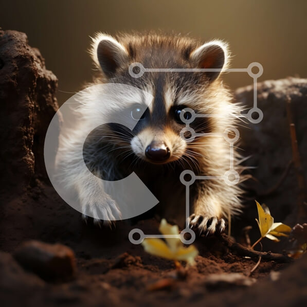 Intra Συλλεκτικό Ξύλινο Παζλ Plywood  4mm - Χαριτωμένο ρακούν που κρυφοκοιτάζει από πίσω από έναν βράχο Σε Ξύλινο Κουτί - Διαστάσεις: 10x10 cm – 25 κομμάτια