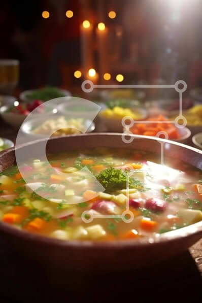 Σετ των 2 Intra Συλλεκτικό Ξύλινο Παζλ Plywood  4mm - Νόστιμο και θρεπτικό μπολ σούπας με φρέσκα λαχανικά και νουντλς Σε Ξύλινο Κουτί - Διαστάσεις: 10x10 cm – 25 κομμάτια