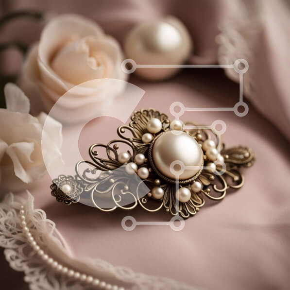 Σετ των 2 Intra Συλλεκτικό Ξύλινο Παζλ Plywood  4mm - Κομψή Vintage Μαργαριτάρι καρφίτσα σε ροζ ύφασμα Σε Ξύλινο Κουτί - Διαστάσεις: 10x10 cm – 25 κομμάτια