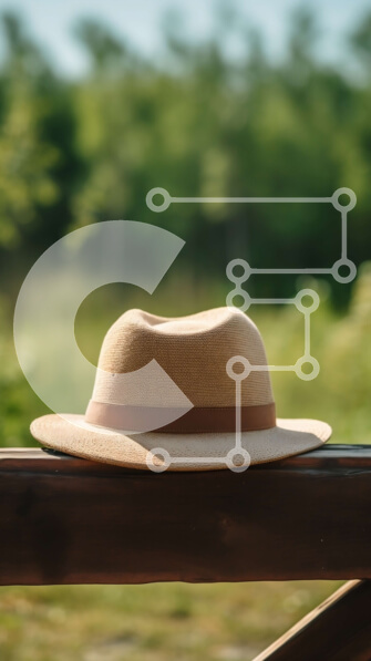 Intra Συλλεκτικό Ξύλινο Παζλ Plywood  4mm - Κομψό ψάθινο καπέλο σε ξύλινο κιγκλίδωμα Σε Ξύλινο Κουτί - Διαστάσεις Puzzle: 10x10 cm – 25 κομμάτια