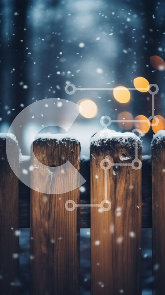 Σετ των 2 Intra Συλλεκτικό Ξύλινο Παζλ Plywood  4mm - Χιονισμένος ξύλινος φράχτης με χιόνι που πέφτει Σε Ξύλινο Κουτί - Διαστάσεις: 10x10 cm – 25 κομμάτια