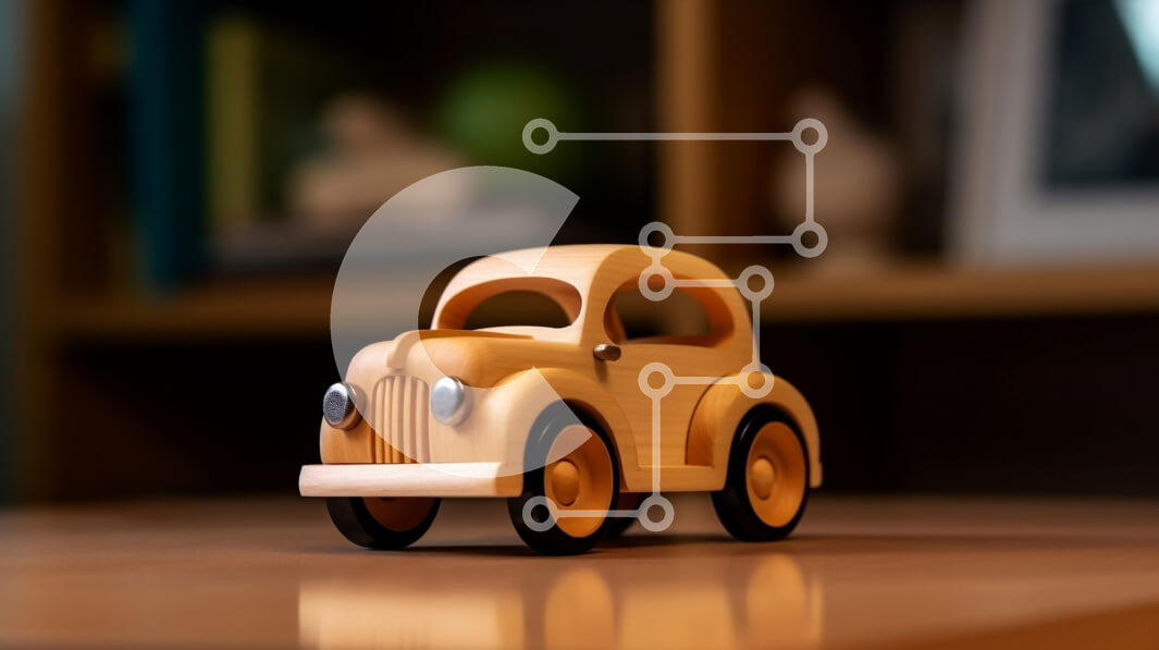 Intra Συλλεκτικό Ξύλινο Παζλ Plywood  4mm - Κλασικό ξύλινο αυτοκίνητο παιχνιδιών στο τραπέζι μπροστά από το ράφι Σε Ξύλινο Κουτί - Διαστάσεις: 10x10 cm – 25 κομμάτια