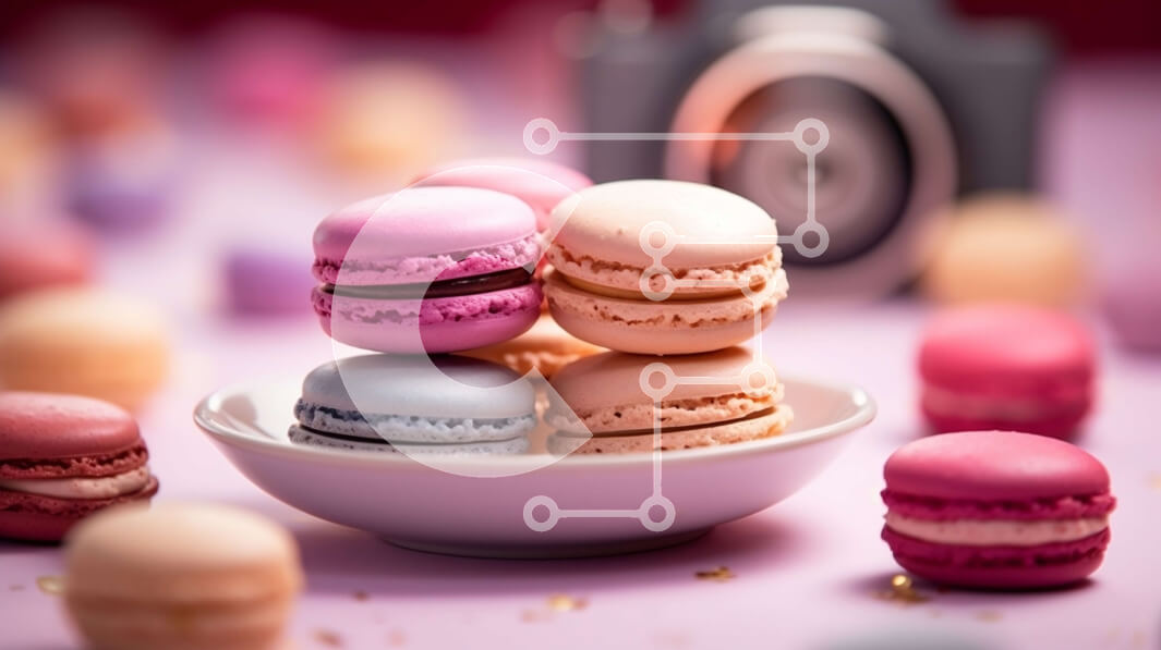 Σετ των 2 Intra Συλλεκτικό Ξύλινο Παζλ Plywood  4mm - Πολύχρωμα μακαρόν σε ένα μπολ σε ροζ φόντο Σε Ξύλινο Κουτί - Διαστάσεις: 10x10 cm – 25 κομμάτια