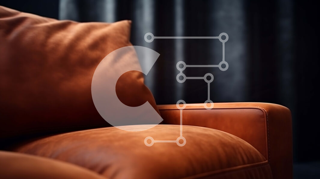 Intra Συλλεκτικό Ξύλινο Παζλ Plywood  4mm - Καφέ δερμάτινος καναπές με φόντο σκούρο κουρτίνα Σε Ξύλινο Κουτί - Διαστάσεις Puzzle: 10x10 cm – 25 κομμάτια