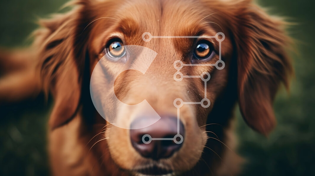 Σετ των 2 Intra Συλλεκτικό Ξύλινο Παζλ Plywood  4mm - Καφέ σκυλί με μακριά αυτιά και αφράτη ουρά στο πράσινο γκαζόν Σε Ξύλινο Κουτί - Διαστάσεις: 10x10 cm – 25 κομμάτια