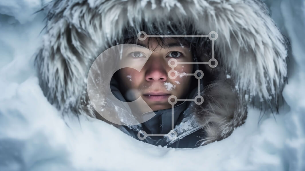 Intra Συλλεκτικό Ξύλινο Παζλ Plywood  4mm - Σοβαρός άνδρας στο μαύρο πάρκο που στέκεται σε ένα χιονισμένο τοπίο Σε Ξύλινο Κουτί - Διαστάσεις Puzzle: 10x10 cm – 25 κομμάτια