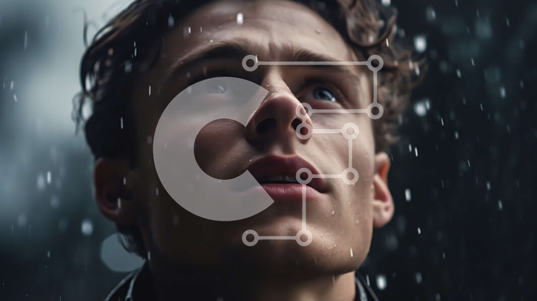 Intra Συλλεκτικό Ξύλινο Παζλ Plywood  4mm - Moody εικόνα ενός νεαρού άνδρα που στέκεται στη βροχή Σε Ξύλινο Κουτί - Διαστάσεις Puzzle: 10x10 cm – 25 κομμάτια