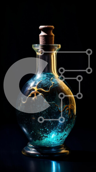 Intra Συλλεκτικό Ξύλινο Παζλ Plywood  4mm - Εκπληκτική εικόνα μπλε υγρού σε γυάλινο μπουκάλι με ξύλινο καπάκι Σε Ξύλινο Κουτί - Διαστάσεις: 10x10 cm – 25 κομμάτια