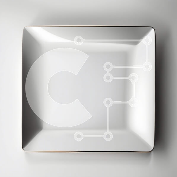 Σετ των 2 Intra Συλλεκτικό Ξύλινο Παζλ Plywood  4mm - Κομψή εικόνα ενός λευκού πιάτου με χρυσό χείλος σε γκρι φόντο Σε Ξύλινο Κουτί - Διαστάσεις: 10x10 cm – 25 κομμάτια