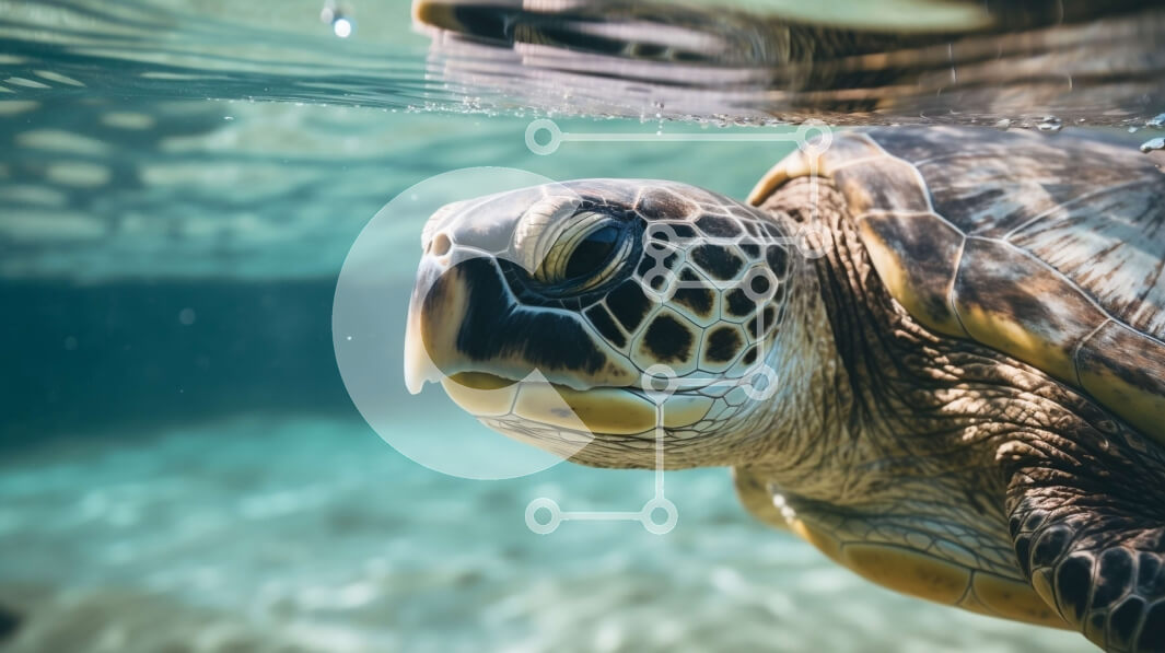 Intra Συλλεκτικό Ξύλινο Παζλ Plywood  4mm - Υποβρύχια θαλάσσια χελώνα που κολυμπά σε καταγάλανα νερά Σε Ξύλινο Κουτί - Διαστάσεις: 10x10 cm – 25 κομμάτια