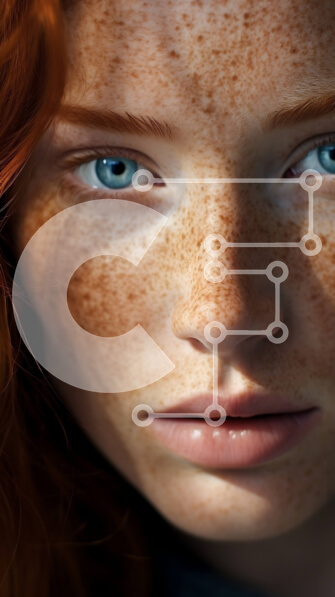 Intra Συλλεκτικό Ξύλινο Παζλ Plywood  4mm - Κοκκινομάλλα γυναίκα με φακίδες και φωτεινά μπλε μάτια Σε Ξύλινο Κουτί - Διαστάσεις Puzzle: 10x10 cm – 25 κομμάτια