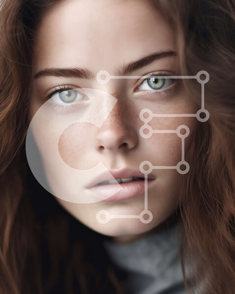 Intra Συλλεκτικό Ξύλινο Παζλ Plywood  4mm - Όμορφο πορτρέτο μιας γυναίκας με μακριά κυματιστά καστανά μαλλιά και πράσινα μάτια Σε Ξύλινο Κουτί - Διαστάσεις Puzzle: 10x10 cm – 25 κομμάτια