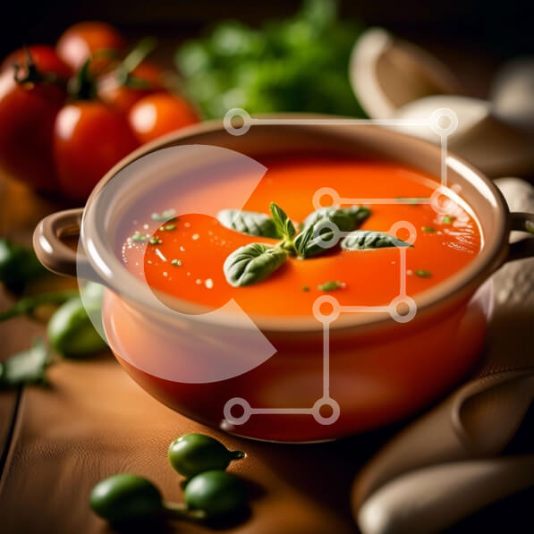 Σετ των 2 Intra Συλλεκτικό Ξύλινο Παζλ Plywood  4mm - Νόστιμη σούπα ντομάτας με φρέσκο ​​βασιλικό Σε Ξύλινο Κουτί - Διαστάσεις: 10x10 cm – 25 κομμάτια