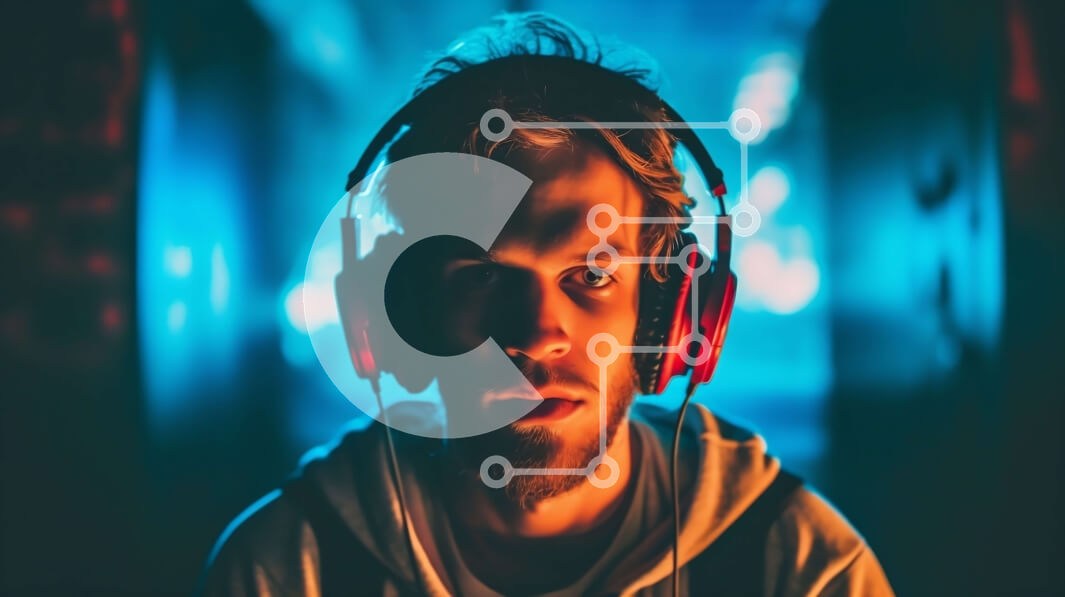 Intra Συλλεκτικό Ξύλινο Παζλ Plywood  4mm - Πορτρέτο ενός σοβαρού άνδρα που φορά τα ακουστικά Σε Ξύλινο Κουτί - Διαστάσεις Puzzle: 10x10 cm – 25 κομμάτια