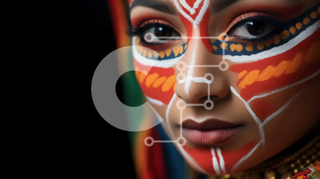 Intra Συλλεκτικό Ξύλινο Παζλ Plywood  4mm - Γυναίκα με φυλετικό μακιγιάζ και πολύχρωμο φόρεμα Σε Ξύλινο Κουτί - Διαστάσεις Puzzle: 10x10 cm – 25 κομμάτια