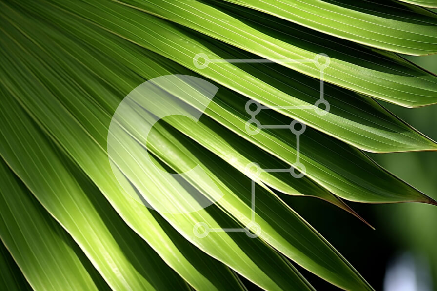 Intra Συλλεκτικό Ξύλινο Παζλ Plywood  4mm - Δονούμενη κινηματογράφηση σε πρώτο πλάνο ενός πράσινου φύλλου φοίνικα με κάθετες γραμμές Σε Ξύλινο Κουτί - Διαστάσεις: 10x10 cm – 25 κομμάτια