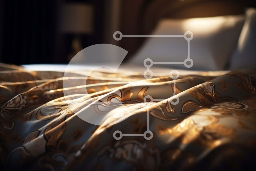 Intra Συλλεκτικό Ξύλινο Παζλ Plywood  4mm - Όμορφη εικόνα ενός πολυτελούς υπνοδωματίου με χρυσό και λευκό κρεβάτι Σε Ξύλινο Κουτί - Διαστάσεις Puzzle: 10x10 cm – 25 κομμάτια