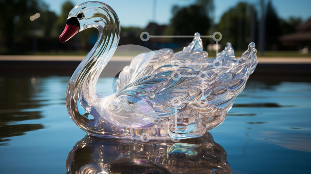 Intra Συλλεκτικό Ξύλινο Παζλ Plywood  4mm - Όμορφο γυάλινο άγαλμα κύκνου σε μια γαλήνια λίμνη Σε Ξύλινο Κουτί - Διαστάσεις: 10x10 cm – 25 κομμάτια