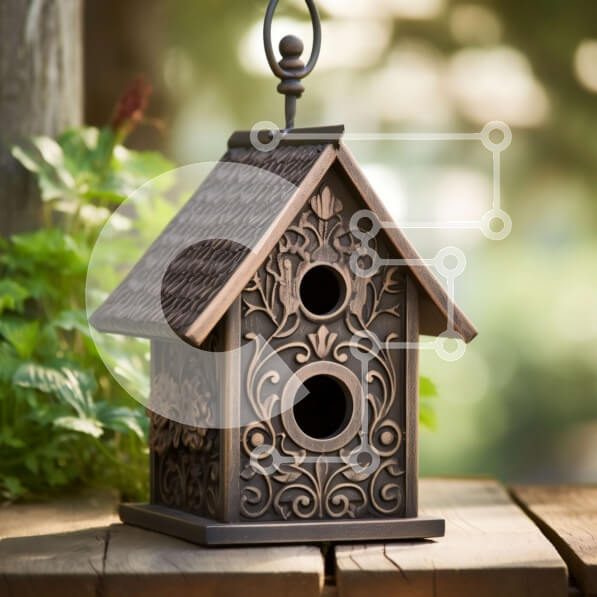 Intra Συλλεκτικό Ξύλινο Παζλ Plywood  4mm - Όμορφη εικόνα ενός μεταλλικού πουλιού με περίπλοκα σκαλίσματα Σε Ξύλινο Κουτί - Διαστάσεις: 10x10 cm – 25 κομμάτια