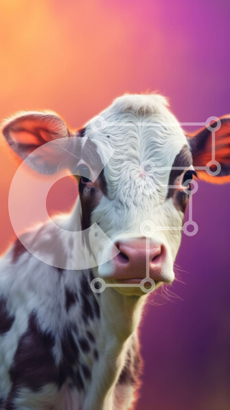 Σετ των 2 Intra Συλλεκτικό Ξύλινο Παζλ Plywood  4mm - Κοντινή όψη του προσώπου ενός μοσχαριού με ασπρόμαυρες κηλίδες Σε Ξύλινο Κουτί - Διαστάσεις: 10x10 cm – 25 κομμάτια