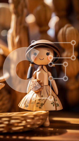 Intra Συλλεκτικό Ξύλινο Παζλ Plywood  4mm - Ξύλινη κούκλα με ψάθινο καπέλο και φλοράλ φόρεμα Σε Ξύλινο Κουτί - Διαστάσεις: 10x10 cm – 25 κομμάτια