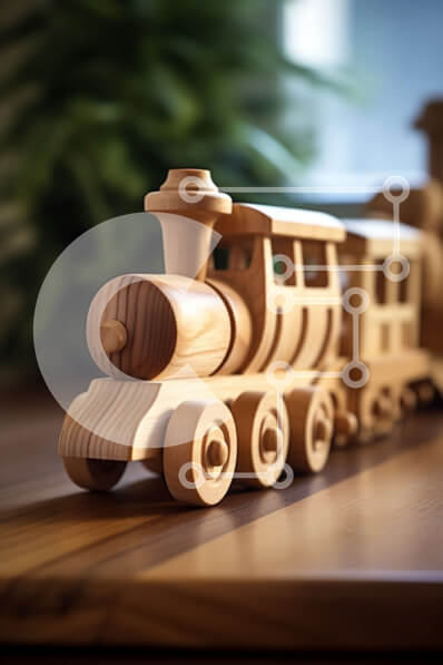 Intra Συλλεκτικό Ξύλινο Παζλ Plywood  4mm - Ξύλινο παιχνίδι τρένο σετ στο τραπέζι Σε Ξύλινο Κουτί - Διαστάσεις: 10x10 cm – 25 κομμάτια