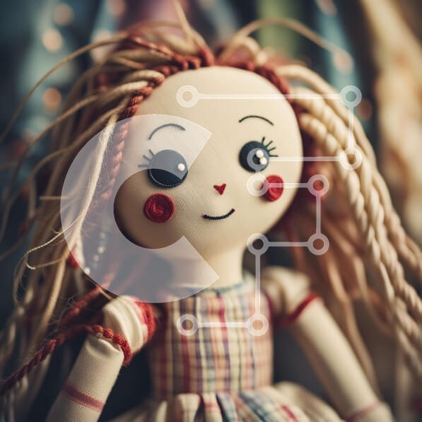 Intra Συλλεκτικό Ξύλινο Παζλ Plywood  4mm - Αξιολάτρευτη ξανθιά κούκλα με μπλε μάτια και κόκκινο φόρεμα Σε Ξύλινο Κουτί - Διαστάσεις Puzzle: 10x10 cm – 25 κομμάτια