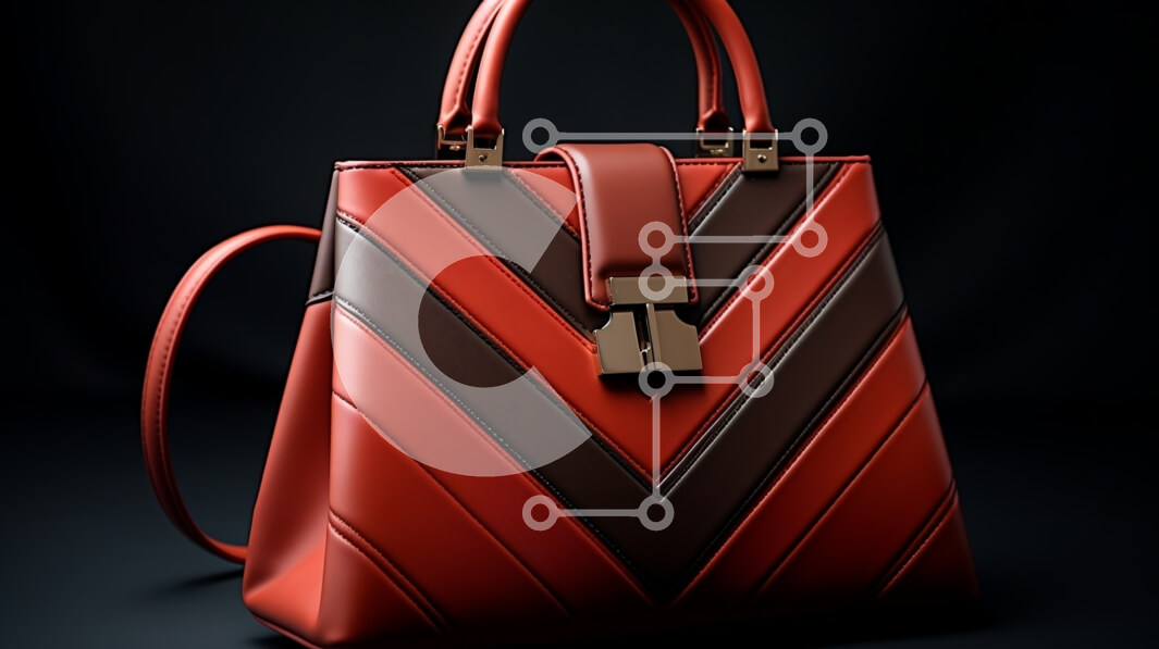 Intra Συλλεκτικό Ξύλινο Παζλ Plywood  4mm - Κόκκινη και καφέ τσάντα με σχέδιο Chevron Σε Ξύλινο Κουτί - Διαστάσεις Puzzle: 10x10 cm – 25 κομμάτια