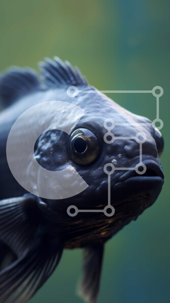 Σετ των 2 Intra Συλλεκτικό Ξύλινο Παζλ Plywood  4mm - Μαύρα ψάρια που κολυμπούν σε μπλε δεξαμενή Σε Ξύλινο Κουτί - Διαστάσεις: 10x10 cm – 25 κομμάτια