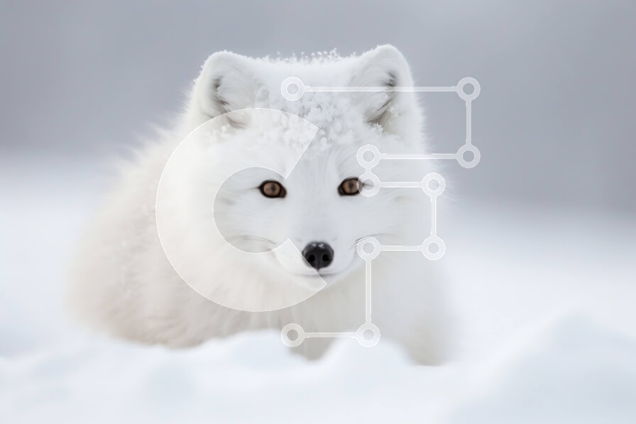 Σετ των 2 Intra Συλλεκτικό Ξύλινο Παζλ Plywood  4mm - Σαγηνευτική εικόνα μιας λευκής αλεπούς της Αρκτικής με μεγάλα καστανά μάτια Σε Ξύλινο Κουτί - Διαστάσεις: 10x10 cm – 25 κομμάτια