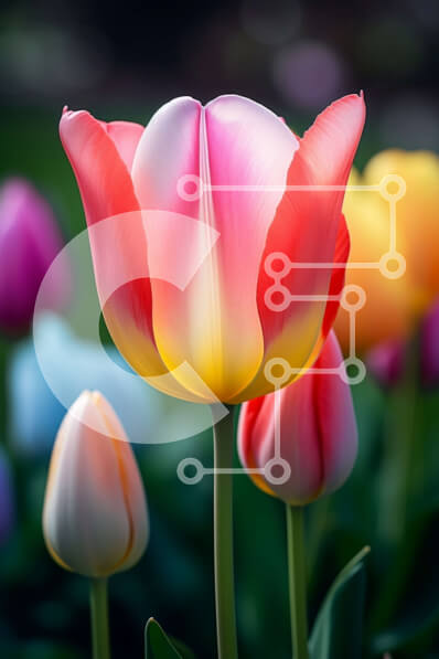 Σετ των 2 Intra Συλλεκτικό Ξύλινο Παζλ Plywood  4mm - Κοντινό πλάνο του ζωντανού λουλουδιού τουλίπας Σε Ξύλινο Κουτί - Διαστάσεις: 10x10 cm – 25 κομμάτια