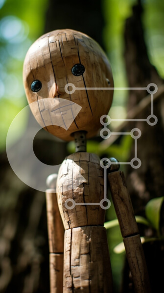 Σετ των 2 Intra Συλλεκτικό Ξύλινο Παζλ Plywood  4mm - Ξύλινο ειδώλιο που στέκεται σε ένα δάσος με δέντρα και φύλλωμα Σε Ξύλινο Κουτί - Διαστάσεις: 10x10 cm – 25 κομμάτια