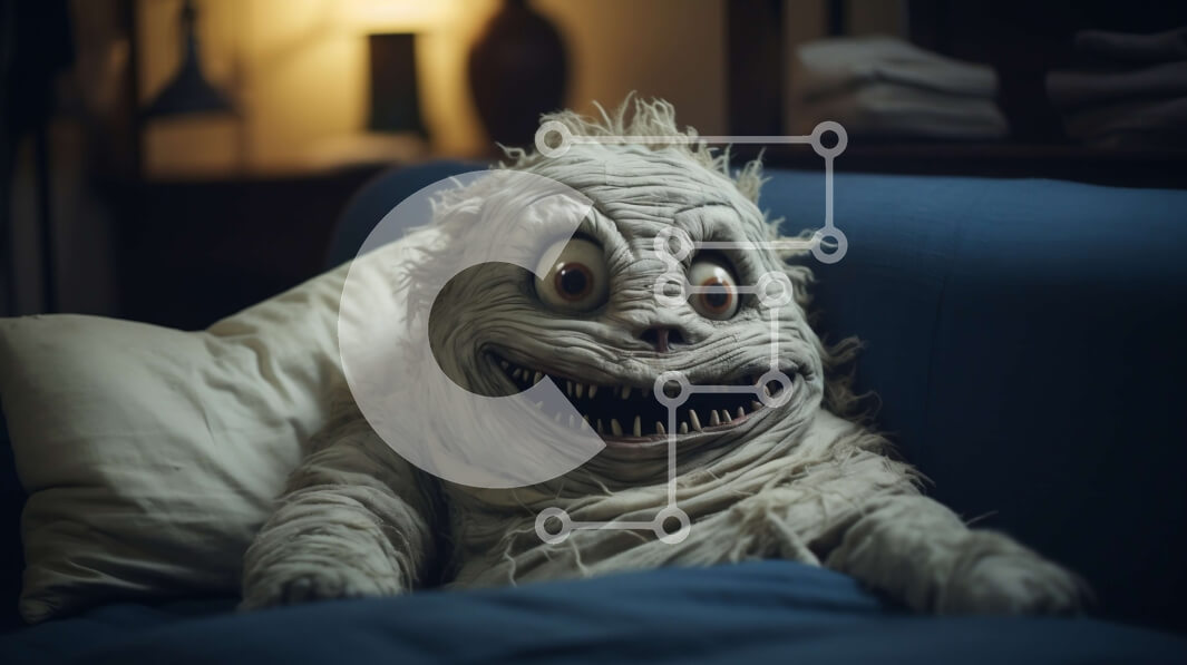 Intra Συλλεκτικό Ξύλινο Παζλ Plywood  4mm - Λευκό παραγεμισμένο ζώο σε μπλε καναπέ Σε Ξύλινο Κουτί - Διαστάσεις: 10x10 cm – 25 κομμάτια