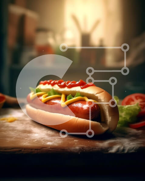 Σετ των 2 Intra Συλλεκτικό Ξύλινο Παζλ Plywood  4mm - Καταπληκτική εικόνα ενός χοτ-ντογκ με κέτσαπ και μουστάρδα σε ένα κουλούρι Σε Ξύλινο Κουτί - Διαστάσεις: 10x10 cm – 25 κομμάτια